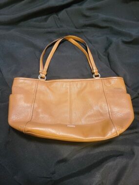 Coach Tan Pebbled Leather Shoulder Bag